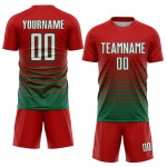 Mode Custom Sublimation Green Jersey Fußball Weiß-Kelly Uniform Nadelstreifen Fade Red Mode Custom Sublimation Green Jersey Fußball Weiß-Kelly Uniform Nadelstreifen Fade Red
