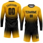 Fashion Fade Uniform Ärmel Lange Sublimation Schwarz Jersey Custom Gold Fußball Fashion Fade Uniform Ärmel Lange Sublimation Schwarz Jersey Custom Gold Fußball