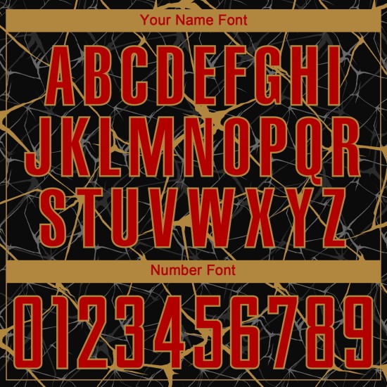 Fußball Rot-Alte Uniform Gold Sublimation Schwarz Custom Jersey Fußball Rot-Alte Uniform Gold Sublimation Schwarz Custom Jersey