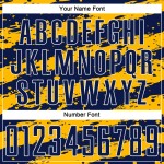 Uniform Fußballtrikot Marineblau Gold-Weiß Sublimation Splash Custom Uniform Fußballtrikot Marineblau Gold-Weiß Sublimation Splash Custom