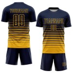 Mode Uniform Nadelstreifen Fußball Gold Verblassen Benutzerdefinierte Sublimation Jersey Navy Mode Uniform Nadelstreifen Fußball Gold Verblassen Benutzerdefinierte Sublimation Jersey Navy