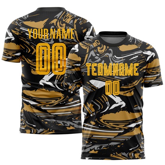 Abbildung Gold-Alte Uniform Sublimation Custom Fußball Jersey Gold Abbildung Gold-Alte Uniform Sublimation Custom Fußball Jersey Gold
