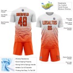 Jersey Sublimation Uniform Weiß Custom Line Gradient Orange-Schwarz Fußball Jersey Sublimation Uniform Weiß Custom Line Gradient Orange-Schwarz Fußball