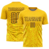 Benutzerdefinierte Uniform Sublimation Fußball Jersey Geometrische Formen Schwarz Gold
