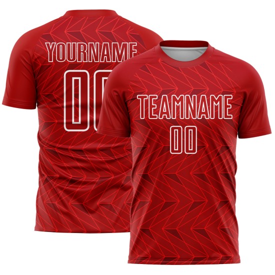 Trikot Uniform Weiß Benutzerdefinierte Rot Fußball Sublimation