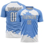 Hellweiß-Schwarz Abstraktes Fußballtrikot Uniform Blau Sublimation Custom Art Fragment Hellweiß-Schwarz Abstraktes Fußballtrikot Uniform Blau Sublimation Custom Art Fragment