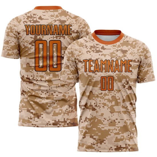 Fußball zu orange-braun Uniform Service Camo Sublimation Texas Salute Custom Jersey Fußball zu orange-braun Uniform Service Camo Sublimation Texas Salute Custom Jersey