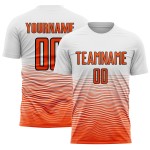 Jersey Sublimation Uniform Weiß Custom Line Gradient Orange-Schwarz Fußball Jersey Sublimation Uniform Weiß Custom Line Gradient Orange-Schwarz Fußball