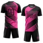 Benutzerdefinierte schwarze Linie Trikot rosa Sublimation Uniform Fußball Benutzerdefinierte schwarze Linie Trikot rosa Sublimation Uniform Fußball